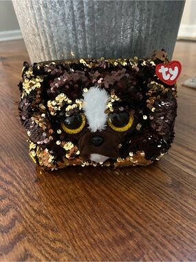 Ty Reversible Sequin Animal Coin Purse — Gold & Brown